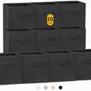 Criusia Storage Cubes, 11 Inch Clothes Storage Bins for Shelves Closet (5 Pack), Fabric Collapsible Storage Bins with Dual Handles, Cubby Storage Baskets for Magazines, Dorm Essentials (Black)
