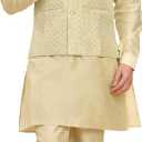 Pro-Ethic Style Developer Mens Indian Traditional Silk Kurta Set With Jacket For Men Floral Design (C-111) (X-Large, Green)