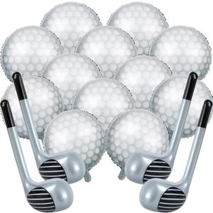 16 Pcs Golf Balloons Set 18'' Ball and 30 Club Shaped Foil Balloons for Birthday Party Decorations Golf Themed Events Sports Party Favors