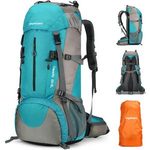 King'sGuard 70L Hiking Backpack with Rain Cover Lightweight Waterproof Travel Camping Backpack Large Backpacking Pack (Lakeblue)