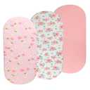 Onacosht Bassinet Sheets Set 3 Pack for Baby Girl, Stretchy Soft Jersey Knitted Fitted Sheet Universal for Oval Rectangle and Hourglass Bassinet Mattress, Pink Floral