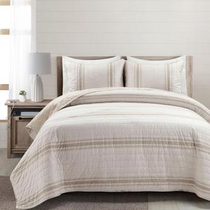 Lush Decor Stripe King Comforter Set, King Size Comforter Set, Neutral