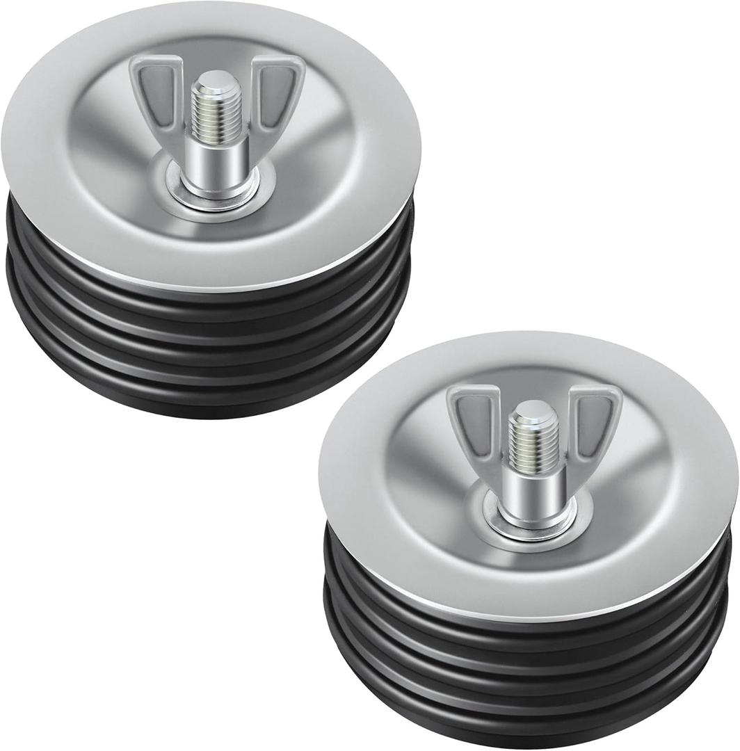 Dreyoo 2 Pcs 3 Inch End of Pipe Gripper Mechanical Plug, Steel Drain Pipe Cover with Galvanized Screw and Wing Nut for Outdoor Sewer Cleanout Drain