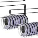 2 Pack Tumbler Lid Organizer, Horizontal Tumbler Lid Storage Hook to Hold Up 20 Lids, Space Saving Cup Lid Holders Under Cabinet Tumbler Lid Hook for Kitchen Organizer, Paper Towel Rack Hanger (Black)