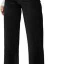 KDF Straight Leg Jeans for Women High Waisted Jeans Frayed Baggy Pants Raw Hem Loose Stretchy Cropped Wide Leg Black Size 12