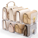 AMZABBY 2 Pack Acrylic Purse Organizer for Closet, 8Slot Bag & Purse Organizer, No Assembly, Clear Handbag Storage Shelf .for Shelf Divider Handbags, Clothes, Sweater