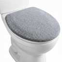 Gray Microfiber Toilet Lid Cover, Non-Slip Soft Toilet Cover Adjustable Toilets Seat Covers Absorbent Machine Washable Covers Elastic Fits Most Round Elongated Toilets Bathroom Decor(Gray)