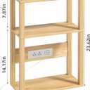YUFAM Small Narrow Wood Side Table with Charging Station, 3-Tier Slim End Table for Small Space, Skinny Nightstand with Storage for Couch, Thin Bedside Table with USB Ports and Outlets, Natural, 1 Pack