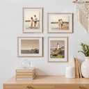 Egofine 11x14 Floating Frames Set of 4, Double Plexiglass Picture Frame, Made of Solid Wood, Display Any Size Photo up to 11x14, Wall Mount or Tabletop Standing, Natural Wood