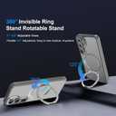 2 x Compatible with Samsung Galaxy S25 Case 360 Invisible Ring Stand Magnetic Case [Compatible with Magsafe][Military Drop Protection] Anti-Fingerprint Shockproof Translucent Design for S25Gray