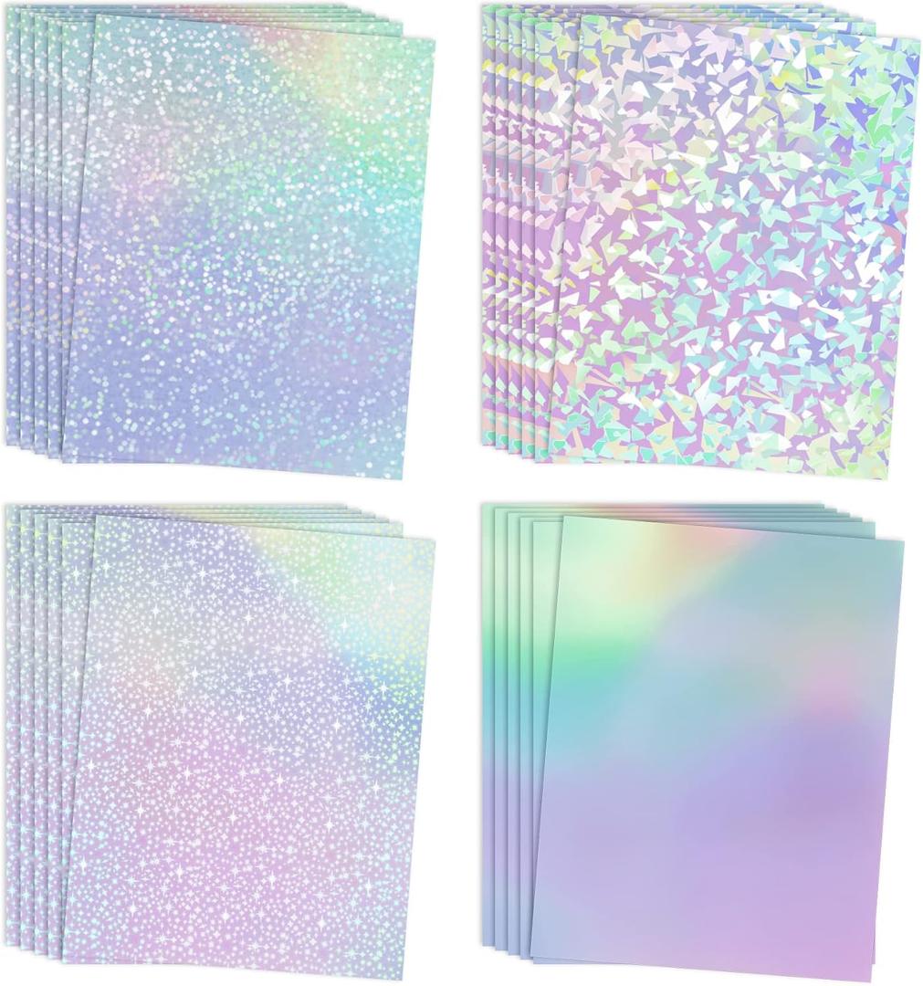 Koala Holographic Laminate Sheets A4 Holographic Sticker Paper,20 Sheets Self Adhesive Waterproof Holographic Transparent Film,11.7X 8.3 Inch