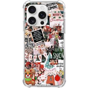 Winter Merry Christmas Case for iPhone 16 Pro Max,Christmas Aesthetic Collage, Trendy Soft TPU Bumper Cover Case for iPhone 16 Pro Max