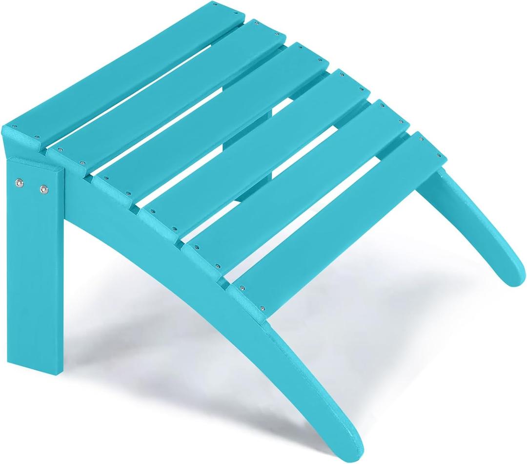 Adirondack Footrest Outdoor Weather Resistant Adirondack Footrest, Ottoman, Chair Companion, Folding Footstool for Patio, Pool, Garden, Backyard & Lawn (Turquoise)