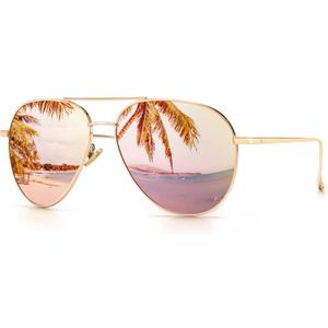 SUNGAIT Women's Lightweight Oversized Aviator Sunglasses - Mirrored Polarized Lens (2025 Rose Gold Frame/Pink Mirror Lens)