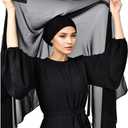 Instant Chiffon Hijab Set 3-in-1 Scarf with Built-in Magnets and Undercaps Head Wraps with Model Cap (Black)