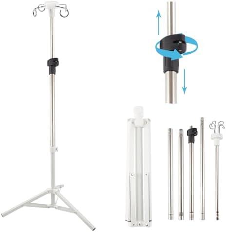 IV Poles,46-86 Inch IV Stand Floor with 4 IV Bag Holder Stand Portable Telescopic Stabilizing Tripod Stainless Steels Pipe Extension Pole Lightweight Strudy and Durable (46-86INCH)