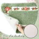 3 x Drydiet 3 Pcs Rose Flowers Bathroom Rugs Set Coquette Room Decor Floral Bath Mat U Shaped Toilet Rug Non Slip Absorbent Floral Bath Carpet (Green)