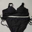 Daci Women's Plus Size Triangle Bikini Set, Sexy Tie Front Two-Piece Swimsuit (Black), 18Plus