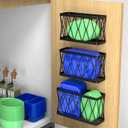 YIGII 3 Pack Adhesive Cabinet Organizer - Wall Mounted Pantry Door Organizer Bin Holder for Tupperware Lid Kitchen Wall Under Sink Basket Slim Space Black Stainless Steel