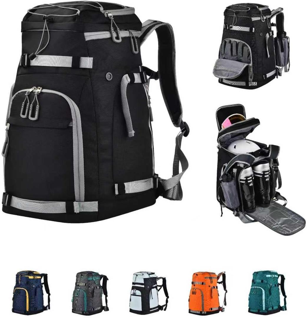 55L-70L Expandable Ski Boot Bag Waterproof, Durable with Helmet Compartment Ideal for Ski & Snowboard Gear Men & Women, 12.5 x 13.3 x 20.8 inches