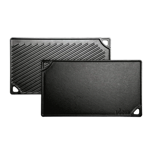 Lodge Reversible Cast Iron Grill/Griddle – 9.5 x 16.75 Inch PreSeasoned Cooking Surface – Flat & Ribbed Sides – Use on Stove, Grill, or Campfire – Made in the USA – HeavyDuty, Black
