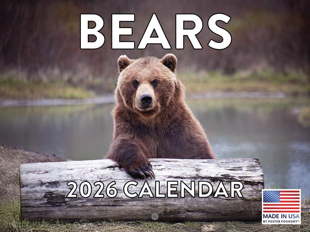 Bear Calendar 2026 Wall 12 Month Bears Gifts For Bear Lovers Women Men Monthly Calender| American Made In The USA