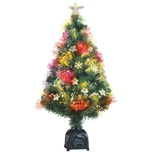 Rotating Fiber Optic Tabletop Christmas Tree