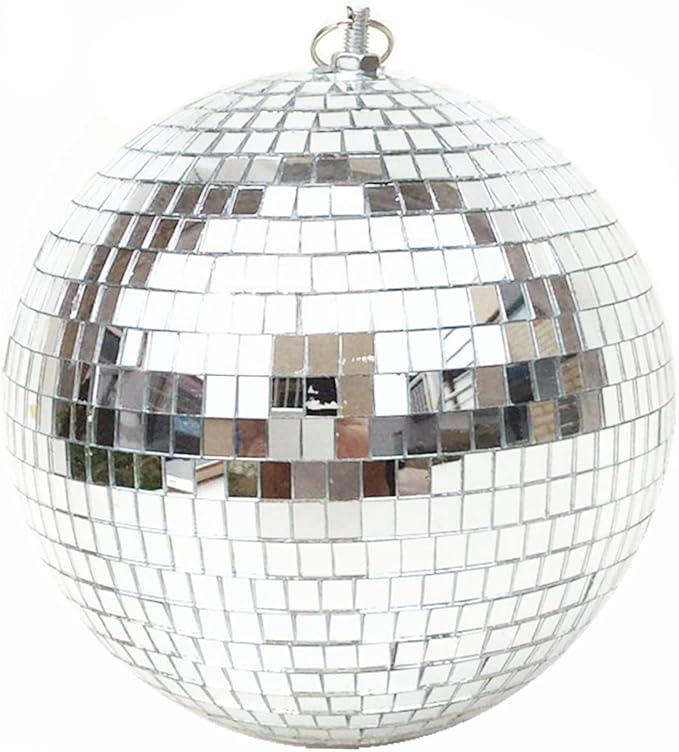 8 Inch Mirror Disco Ball Hanging Disco Ball for Party Stage Wedding Holiday Decoration, Silver