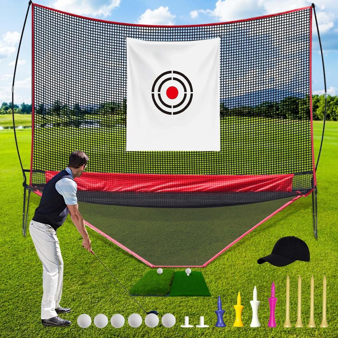 Gagalileo Professional Golf Hitting Net: 10x8ft Automatic Ball Return Set Net for Adults Real Ball Practice Backyard Swing Training Adults