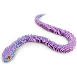 3D Printed Snake Animals Toys, Articulated Flexible 3D Printed Viper Fidget Toy, Realistic Slithering Design, Home Office Executive Desk Decor (Pink Blue, 24 in)