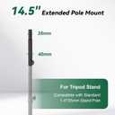 2 x 14.5" Extended Pole Mount Extension Rod Effectively Lift by 10.6", 35mm Speaker Adapters for Most Light Stage Stand Tripod Speaker Stand, Set of 2