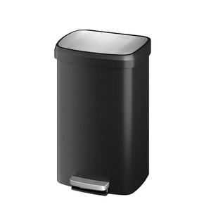 Garvee 13 gal / 50 L Plastic Trash Can with Lid, Large Garbage Can for Kitchen, Rustproof Step-on Kitchen Trash Bin with Liner Rim, Rear Handle, Soft Close Lid, Black