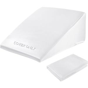 HOMBYS Satin Bed Wedge Pillow Cover Silky & Smooth Wedge Pillowcase 1 Pack 24x24x10.5, Soft & Breathable, Removable & Machine Washable-Zipper Design (Pillow Not Include), (White, 24"x24"x10.5")