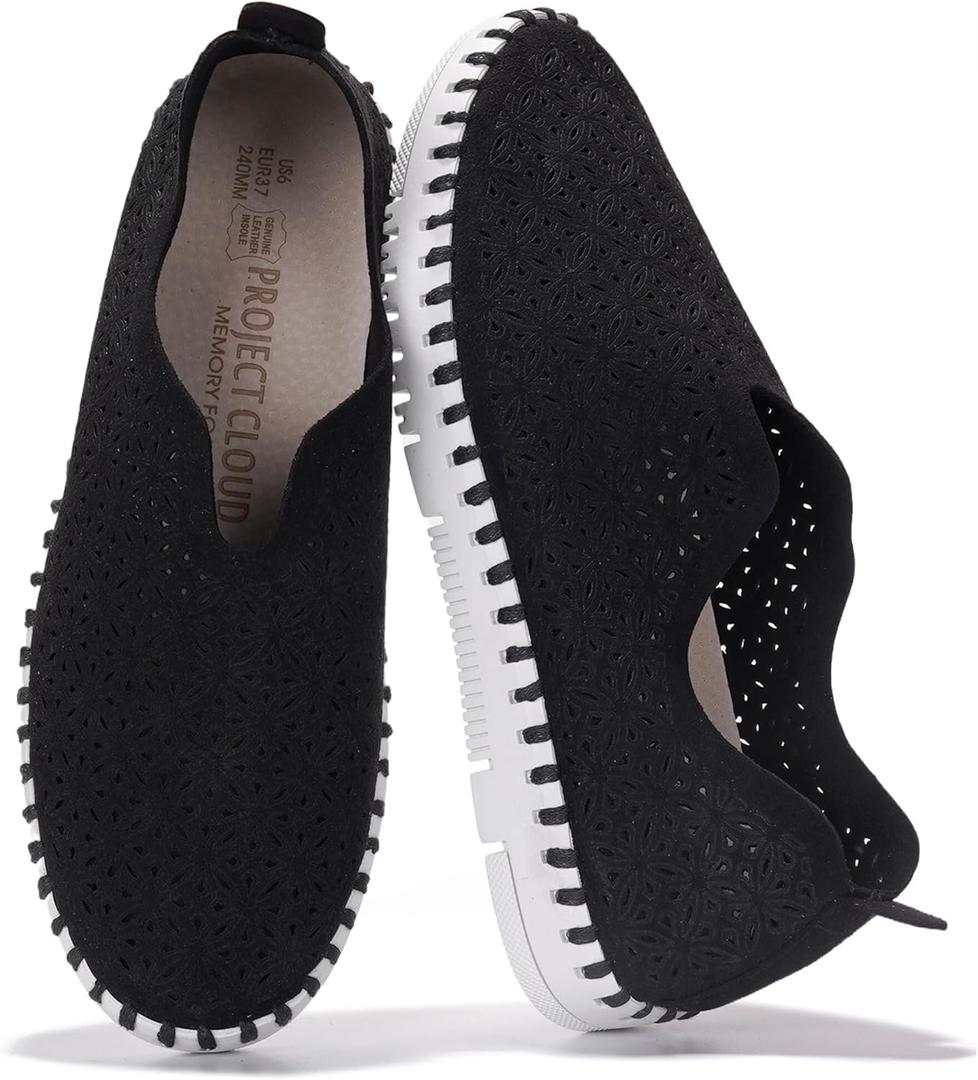 Project Cloud Womens Shoes - Lightweight Summer Loafers for Women with Memory Foam Insole - Breathable Womens Loafers - Perfect Summer Shoes for Women 2025 (Rose, Black, 10)