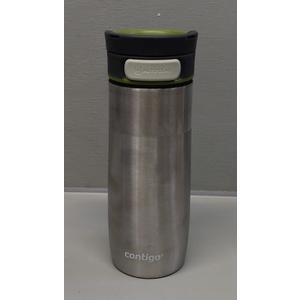 Contigo Autoseal Travel Tumbler, 16 oz, Chrome With Gray&Green Lid