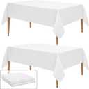 WIGENIUS 2 Pack White Table Cloth Rectangle Tablecloths 60X84 Inch,Polyester Table Cloth for 4 Foot Rectangle Tables,Wrinkle Resistant Washable Fabric Table Covers for Party,Wedding Banquet