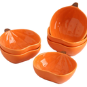 Ramekins 6 Ounces Oven Safe, Ceramic Ramekins Set for Baking Creme Brulee, Souffle, Pudding, Small Pumpkin Shaped Bowls for Serving Dip, Sauce, Condiments and Snack, Set of 6, Orange