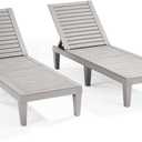 Nestl Patio Chairs - Grey Chaise Lounge Chair Outdoor, 5-Position Adjustable Sun Tanning Chair, Waterproof Pool Lounge Chairs Set of 2, Reclining Lawn Chair, Lightweight Outdoor Lounge Chairs