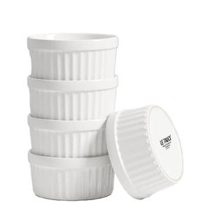 LE TAUCI Ramekins 4 OZ Oven Safe, Creme Brulee Ramekins, Pudding Custard Cups Souffle Ramiken, Dipping Sauce Dishes, Ceramic Ramekin Bowls Set of 5, White