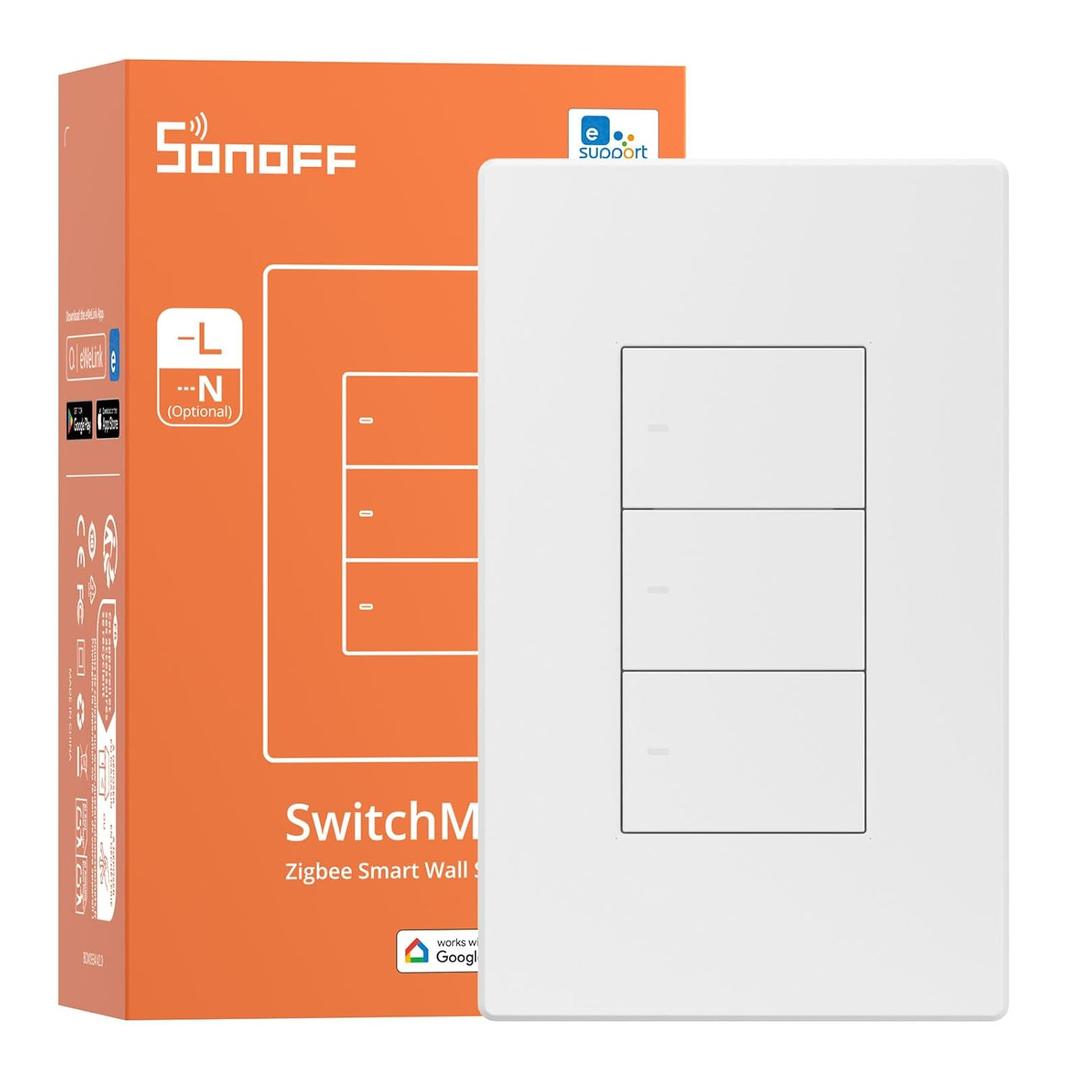 SONOFF Zigbee Smart Light Switch, Required SONOFF Zigbee Hub, Interruptor Inteligente, Smart Switch No Neutral or with Neutral, Voice Control with Alexa Google Home, Zigbee Switch ZBM5-3C-120W