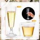 Potchen 160 Pack Champagne Flute and Clear Plastic Cup, 60 Pcs 5 oz Champagne Wine Glasses Disposable 100 Pcs 9 oz Hard Drinking Cups Bulk for Engagement Birthday New Years Eve Party