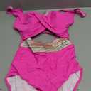 B2prity One Piece Swimsuit for Women Tummy Control V Neck Bathing Suit Color Block High Waisted Cutout Swimwear (Medium, Hot Pink)
