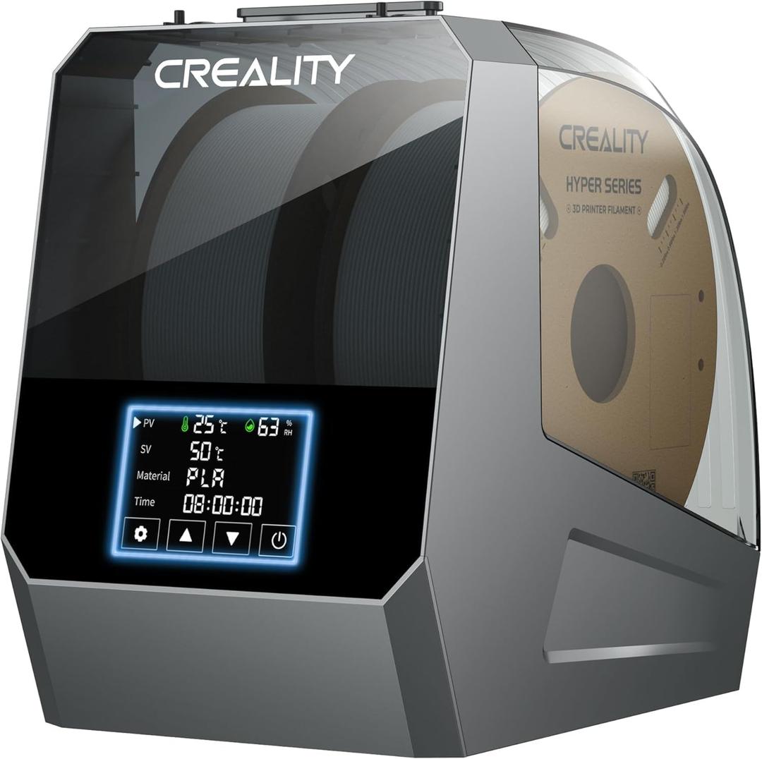 2025 Official CREALITY Space Pi Filament Dryer Plus, 2 Spools 360 160W PTC Fast Heating 3D Printer Filament Dryer Box, 4'' LCD Touch Screen, One-Key Set 3D Filament Dehydrator for PLA PETG ABS TPU (Creality Space Pi Filament Dryer Plus Black)