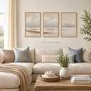 Framed Coastal Canvas Wall Art Seascape 24x16 Inch Set of 3 Triptych