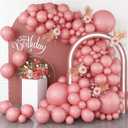Dusty Pink Balloons, 113Pcs 18/12/10/5 In Vintage Retro Blush Pink Helium Latex Balloon Garland Kit, Different Size Matte Dusty Rose Party Balloons for Boho Birthday Baby Shower Wedding Decorations