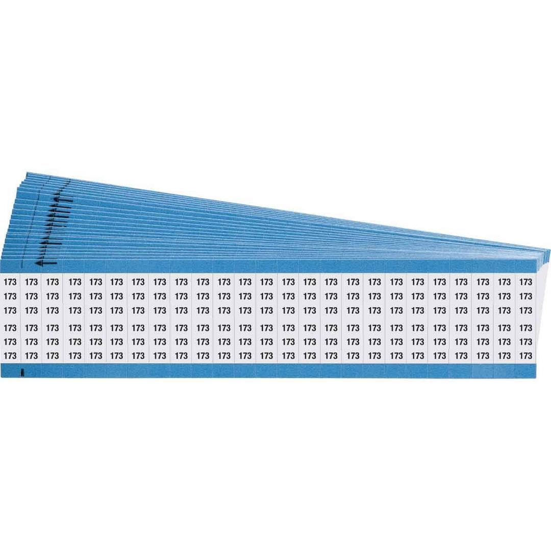 Brady WM-173-PK Repositionable Vinyl Cloth (B-500), Black on White, Solid Numbers Wire Marker Card (25 Cards)