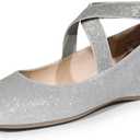 DREAM PAIRS Women's Ballet Flats, Comfortable Slip-On Square Toe Dress Shoes with Elastic Ankle Straps (7.5)