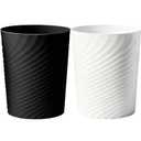 Small Bathroom Trash Can 1.8 Gallon Wastebasket Recycling Bin for Bedroom Office Kitchen, Black White, 2 Pack