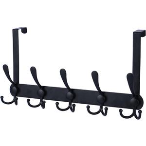 Over The Door Hooks,Coat Rack for Hanging Clothes Hat Towel (Heavy Duty Black 1pcs)
