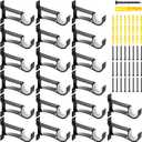 20 Pcs Curtain Rod Bracket, Heavy Duty Curtain Rods Holders for 1 to 1 1/8 Inch Diameter Curtains Rods, Single Decorative Rod Hooks Hanger, Black1
